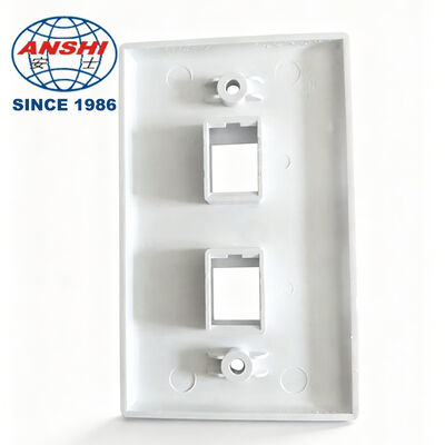 ANSHI 120 Type US Standard Wall Mount Face Plate, 2 Port RJ45 RJ11 Double Port Telecommunications Product