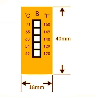 8 Stufe Nicht umkehrbare Temperaturempfindliche Aufkleber 37-65°C / 99-149°F