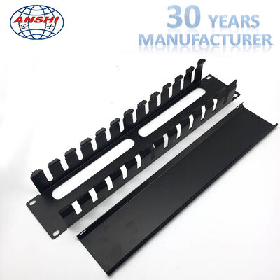 2U Höhe 12 Steckplätze Metall 19 Zoll Rackmontierbarer horizontaler Kabelmanager für Netzwerkinstallationen