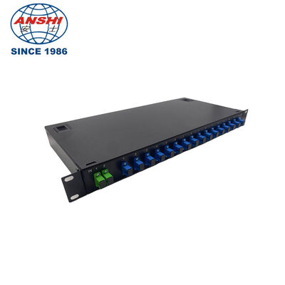 2 x 16 PLC Fiber Splitter with SC/UPC Connector 1U 19" Rack Mount for Singlemode Fiber Optic Networks